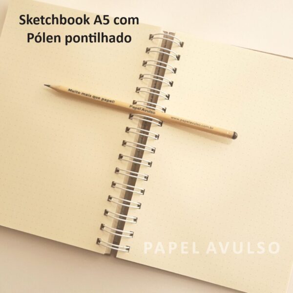 Sketchbook A5 c/Pólen pontilhado - Capa Rustica - Wire-o branco - Image 3