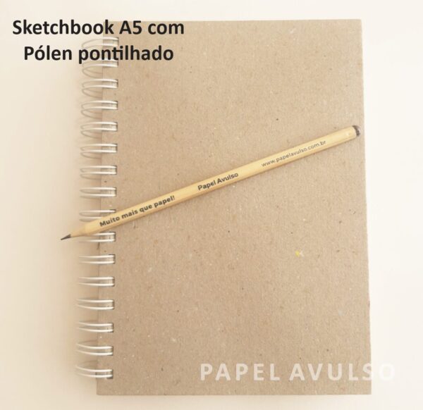 Sketchbook A5 c/Pólen pontilhado - Capa Rustica - Wire-o branco