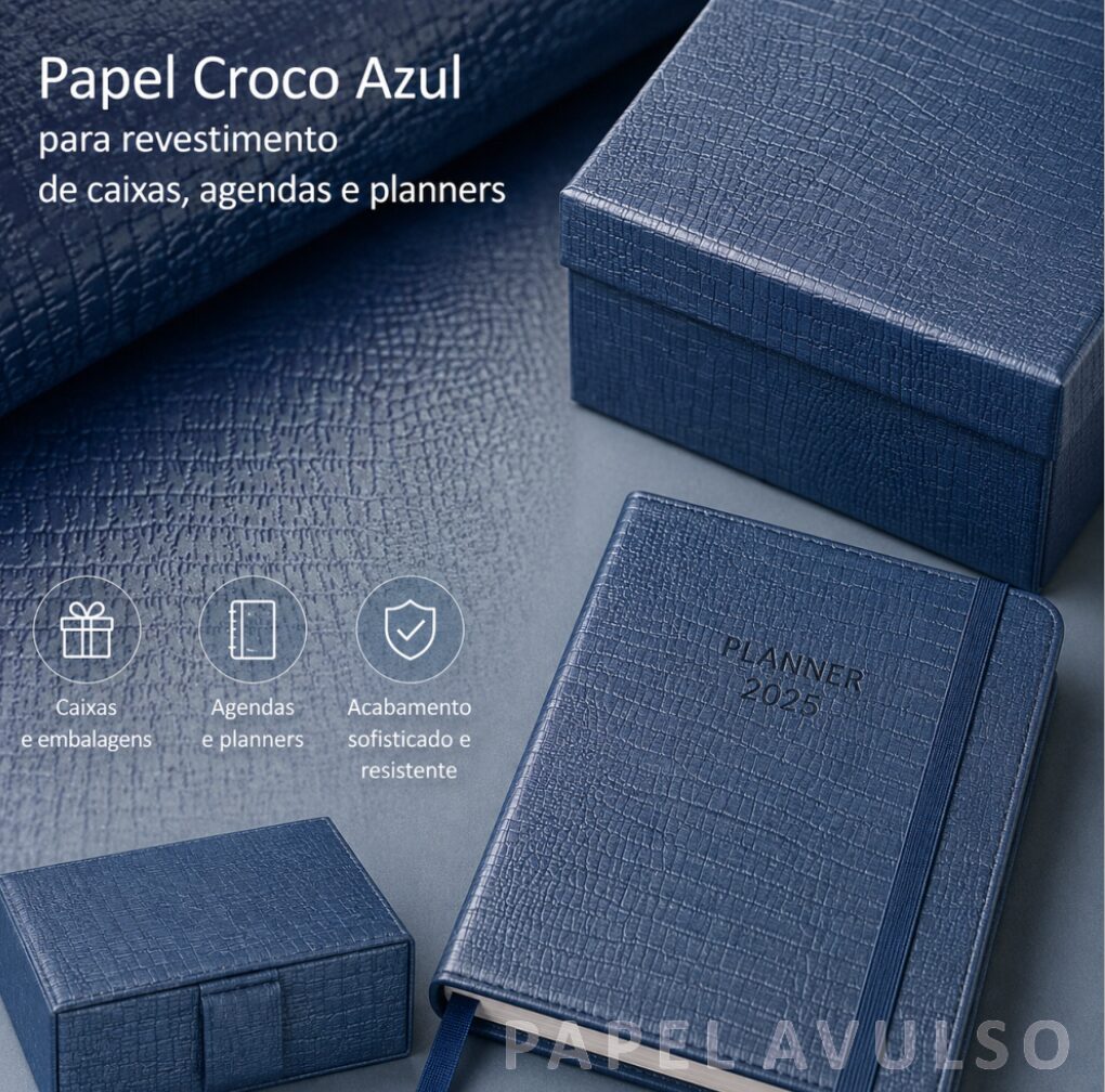 Papel Croco Azul (para revestimento) - Imagem 2