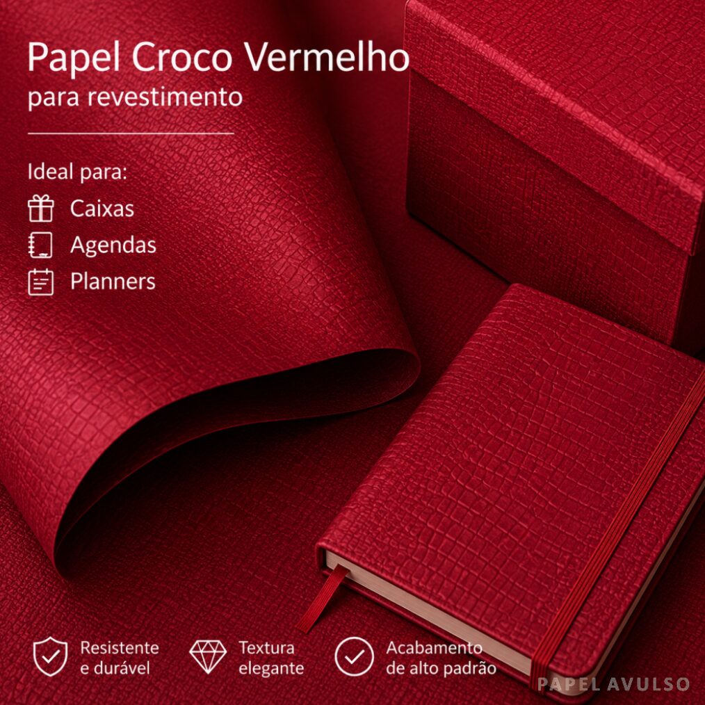 Papel Croco Vermelho (para revestimento) - Imagem 2